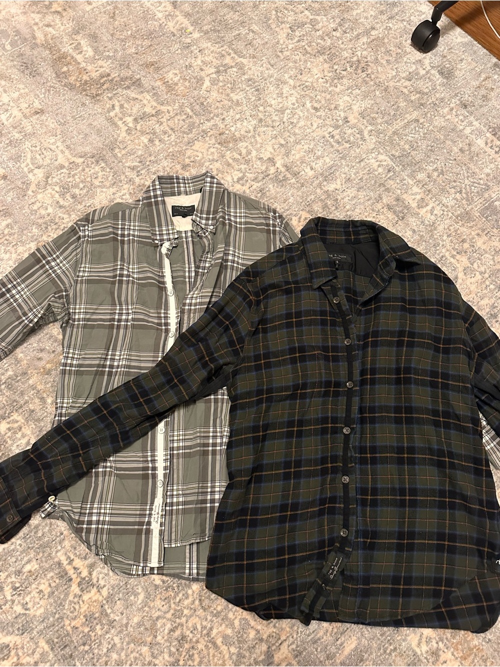 rag & bone Olive and Black Plaid Button-Down Shirt